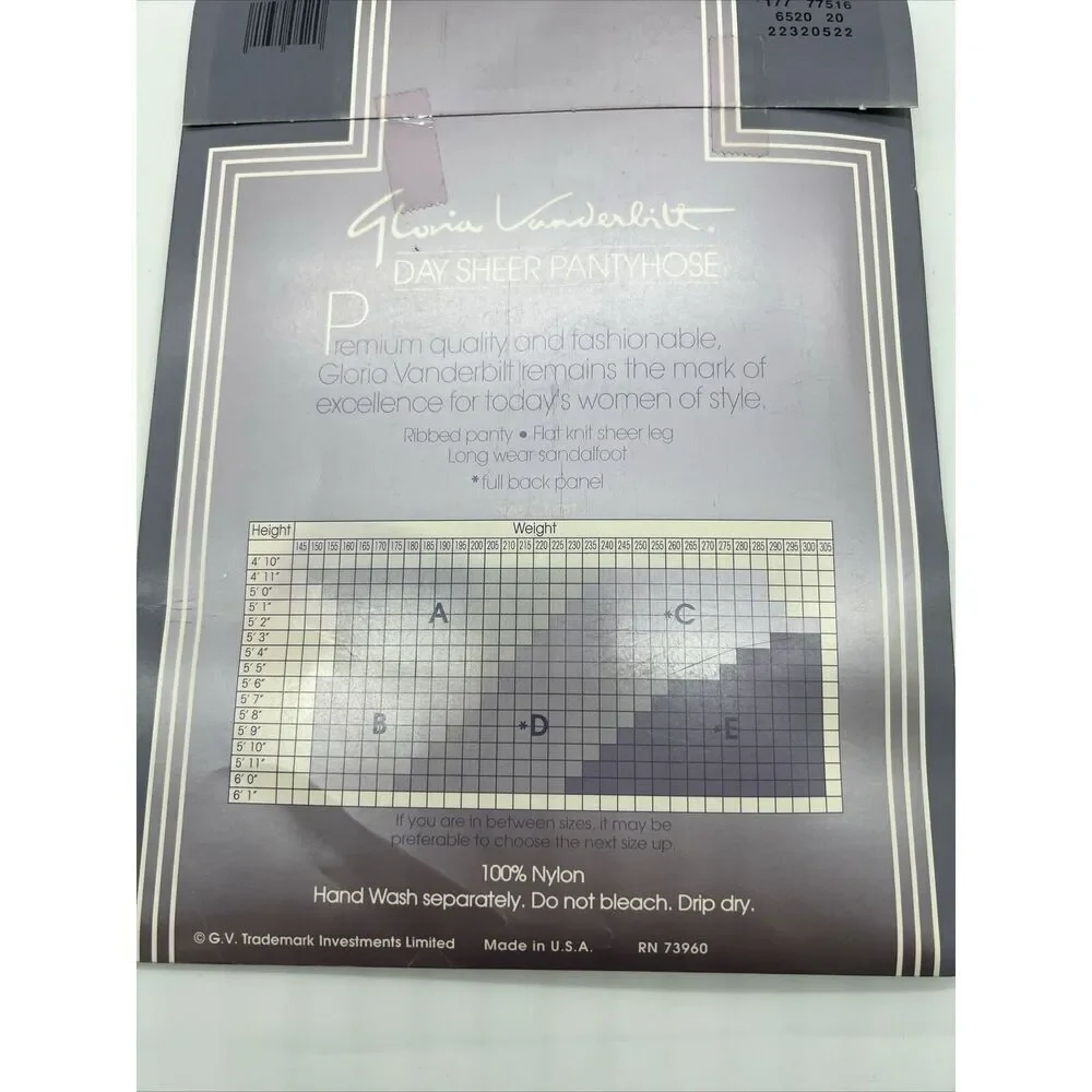 Vintage Gloria Vanderbilt Day Sheer Pantyhose Size C Coffee 100% Nylon